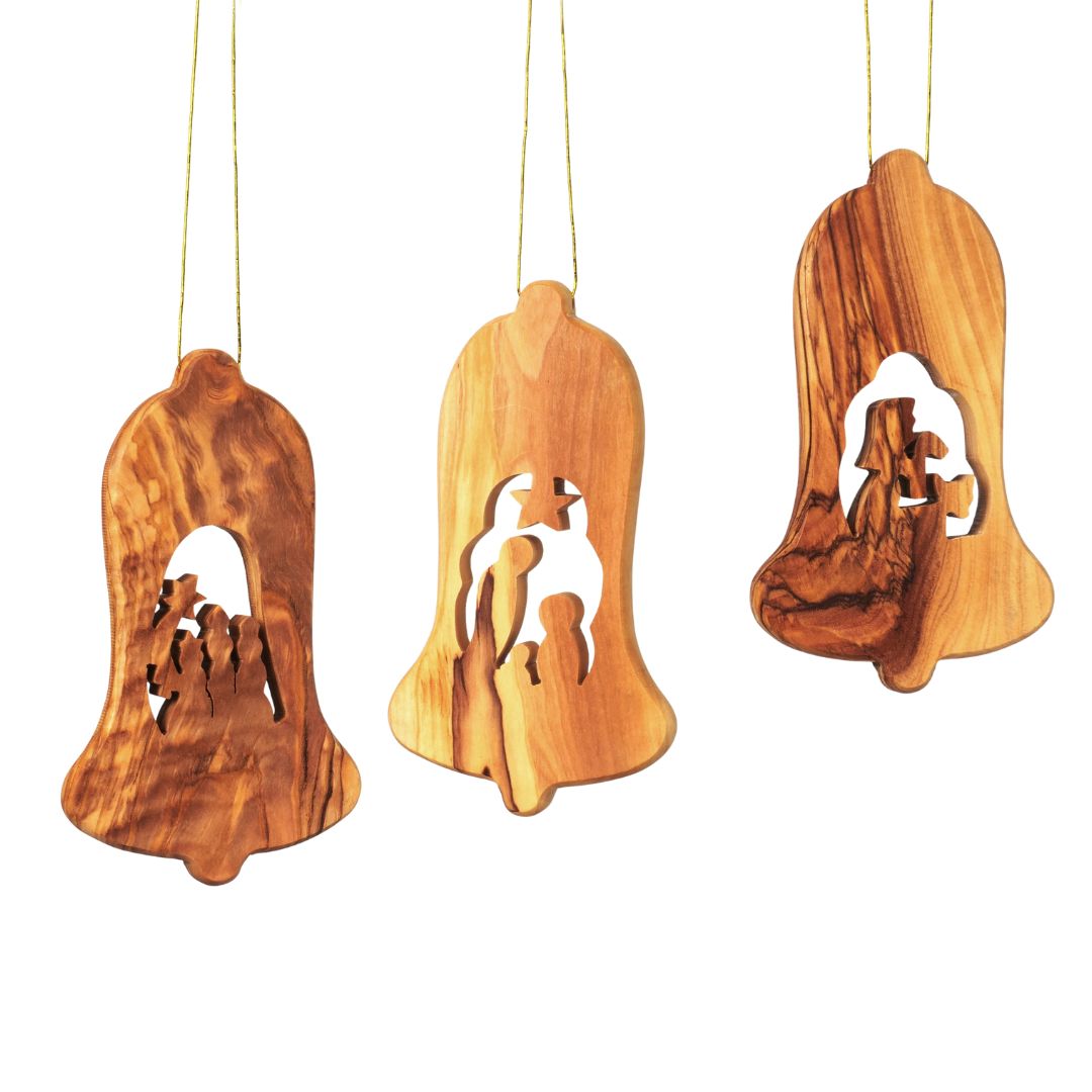 1 cf86f771 52c1 4a0b a494 cd75cdfe2c4c Weihnachtsdeko Baumschmuck Krippe 3er Set Glocke Anhänger - ohne Rinde