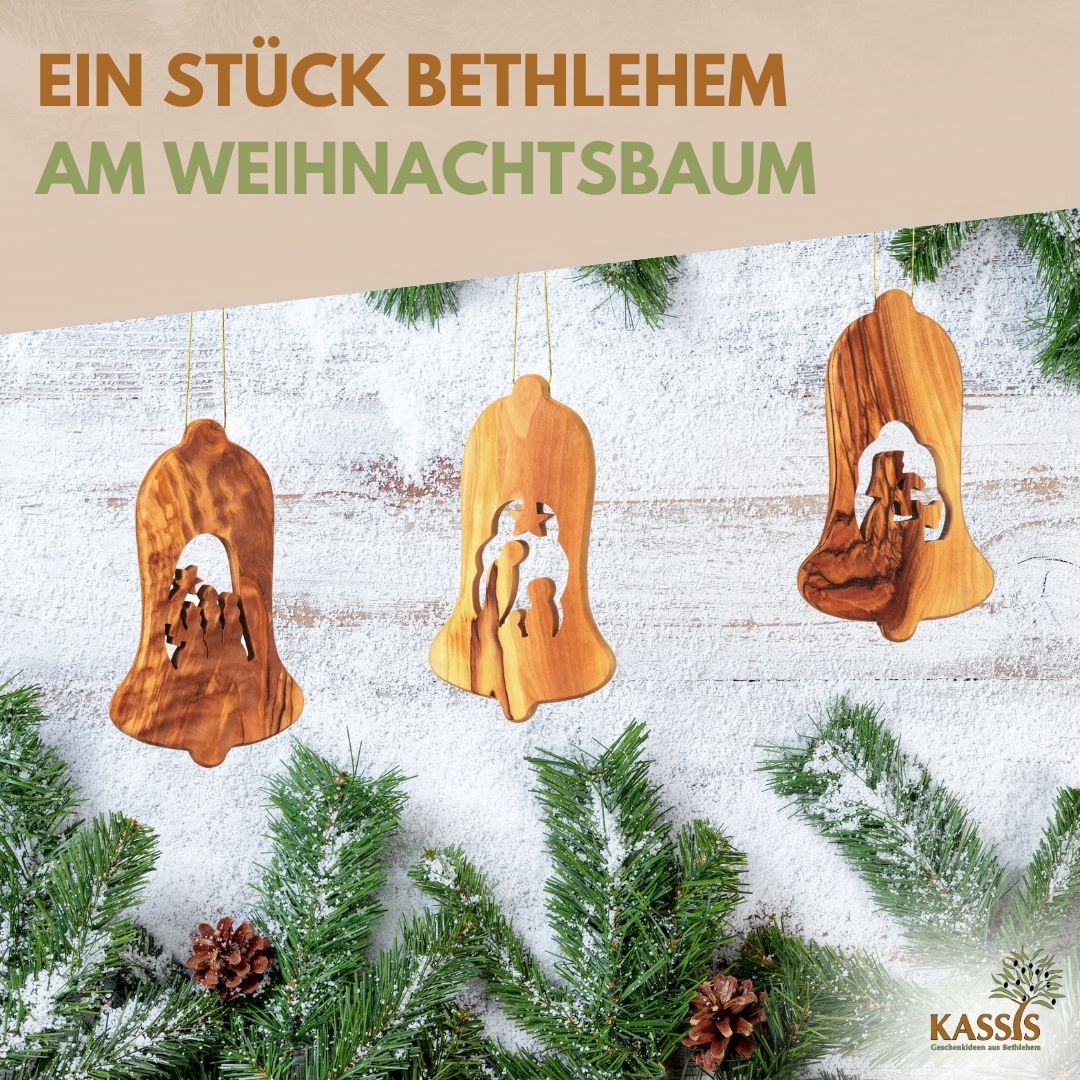 Weihnachtsdeko Baumschmuck Krippe 3er Set Glocke Anhänger - ohne Rinde 5 Weihnachtsdeko Baumschmuck Krippe 3er Set Glocke Anhänger - ohne Rinde – Bild 5