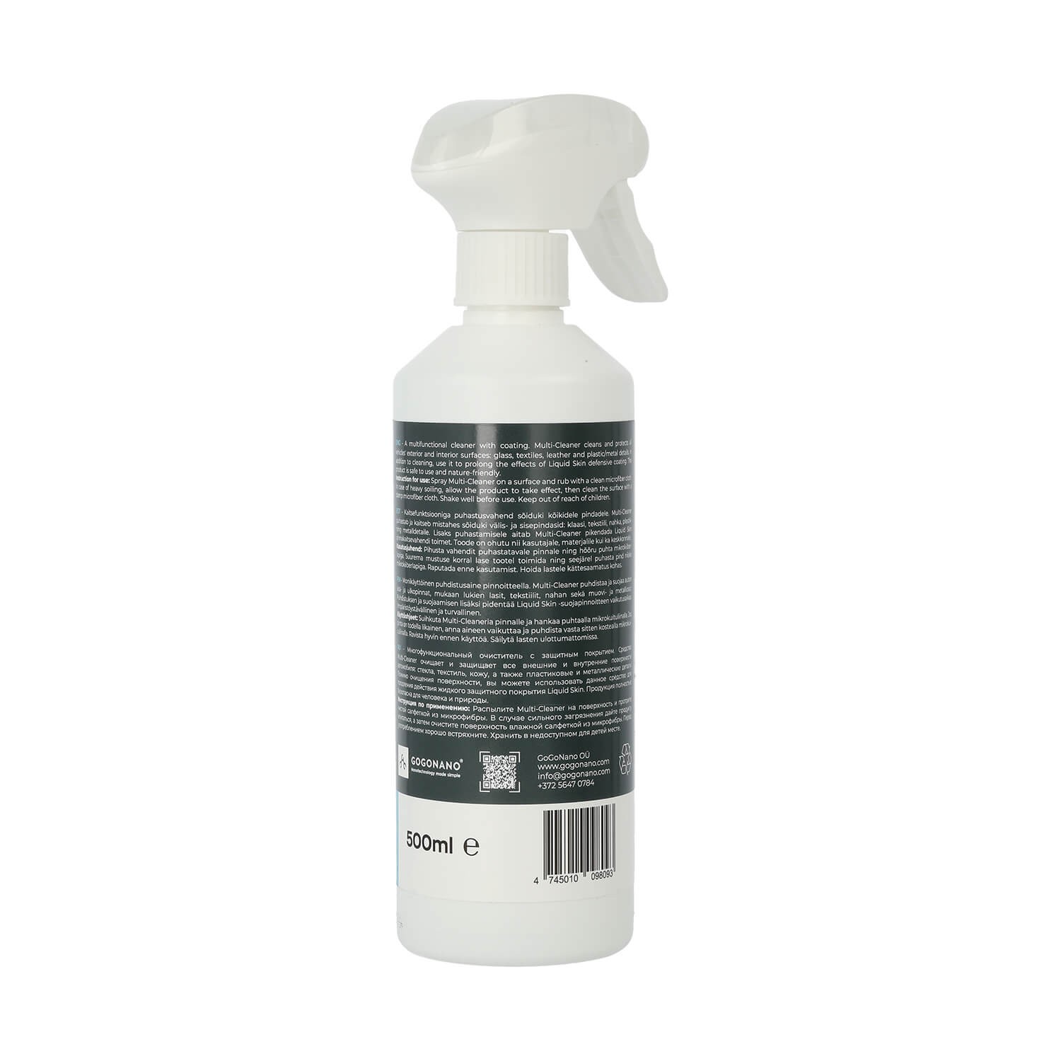 Natürlicher Allzweck-Mehrzweckreiniger mit Beschichtung, 500 ml 3 GoGoNano Multi-Cleaner Label — на водной основе, 100% экологически безопасная чистящая формула