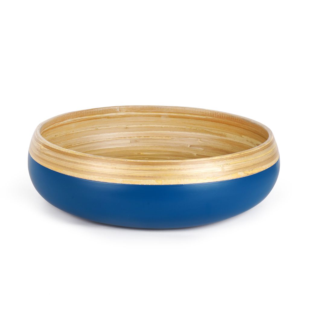 fruit bowl made from bamboo 1 Bambus Obstschale 30cm | Blau, Handgefertigt & Dekoschale