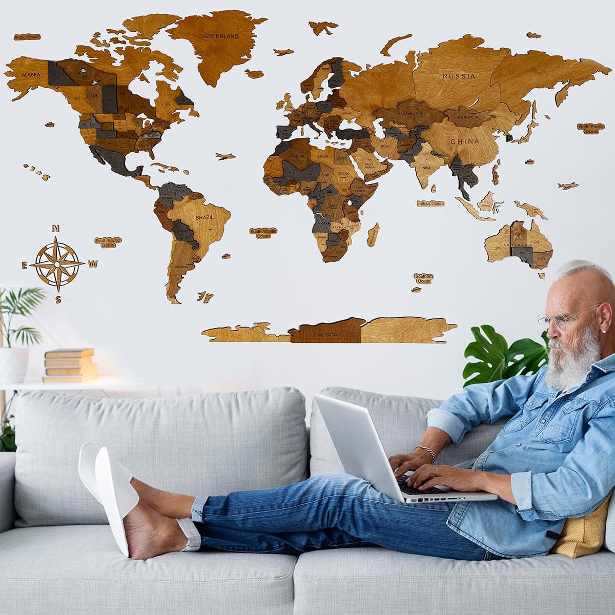 mapa swiata 3d ma sciane z drewna espresso 4 e1764808975308 3D Weltkarte aus Holz ESPRESSO