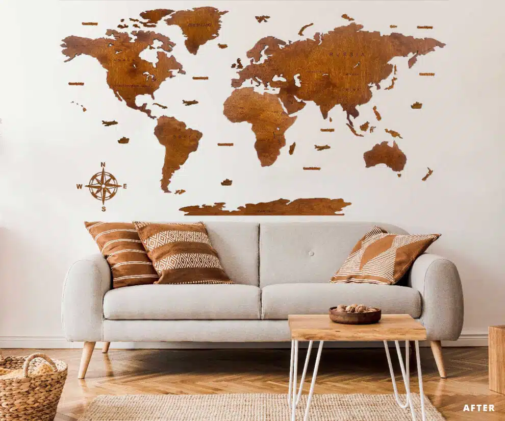 classic walnut after 1 3D Weltkarte aus Holz | LIME