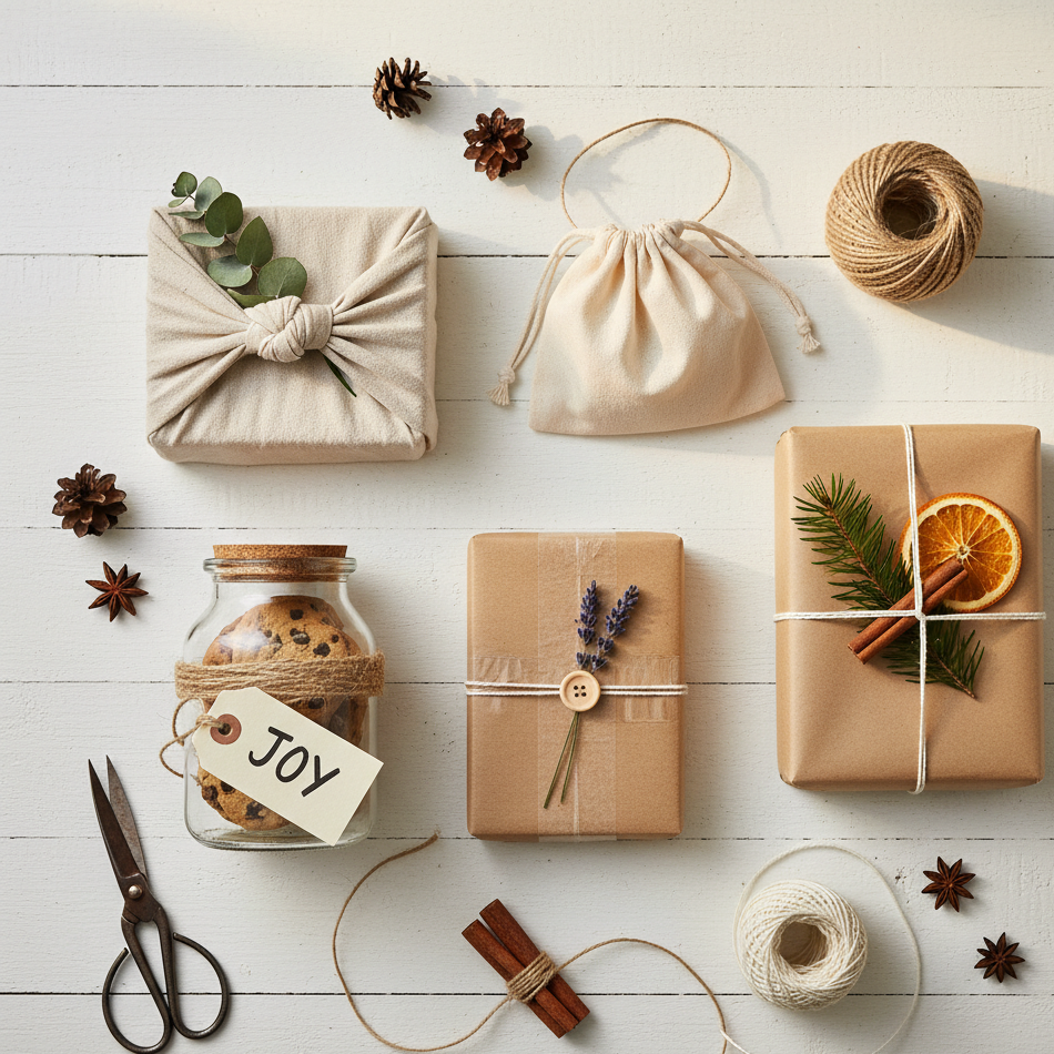 Geschenke nachhaltig verpacken - Zero Waste Ideen mit Furoshiki, Gläsern und Naturmaterialien