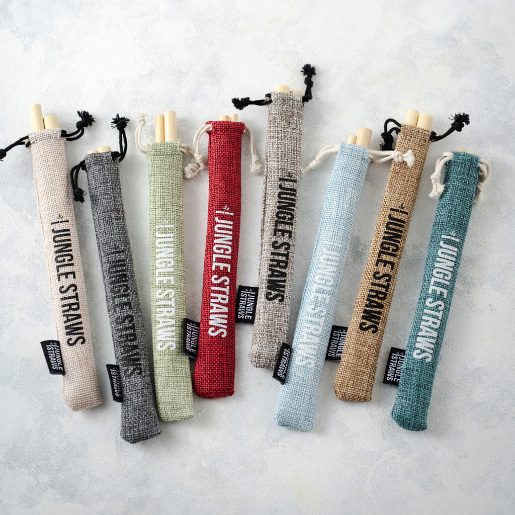 Bamboo Straws by Jungle Straws copy 1 Bambus Strohhalme 6er-Set Wiederverwendbar & Bio Inkl. Jute-Tragetasche