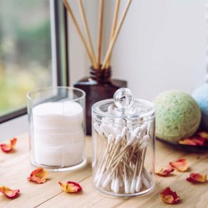 Zero-Waste im Bad 5 Bambus Wattestäbchen (200 Stück) 100% Bio-Baumwolle & Nachhaltiger Bambus