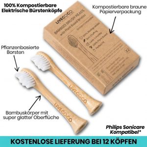LiveCoco Bambus-Ersatzbürstenköpfe für Philips Sonicare 100% Pflanzlich & Kompostierbar