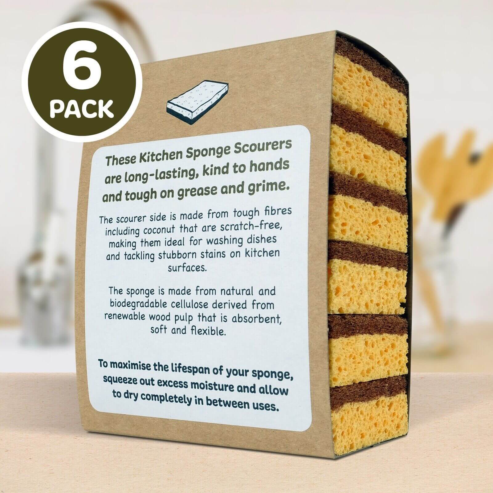 Bio-Spülschwämme aus Kokos & Zellulose (6er-Pack) Kratzfest & Saugstark 4 Bio-Spülschwämme aus Kokos & Zellulose (6er-Pack) Kratzfest & Saugstark – Bild 4