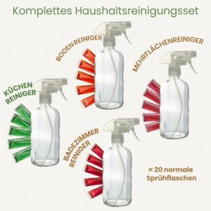 Stilvolle Öko-Küche ohne Plastik 11 Nachhaltiges Hausreinigungs-Set (24-teilig) Vegan & Plastikfrei