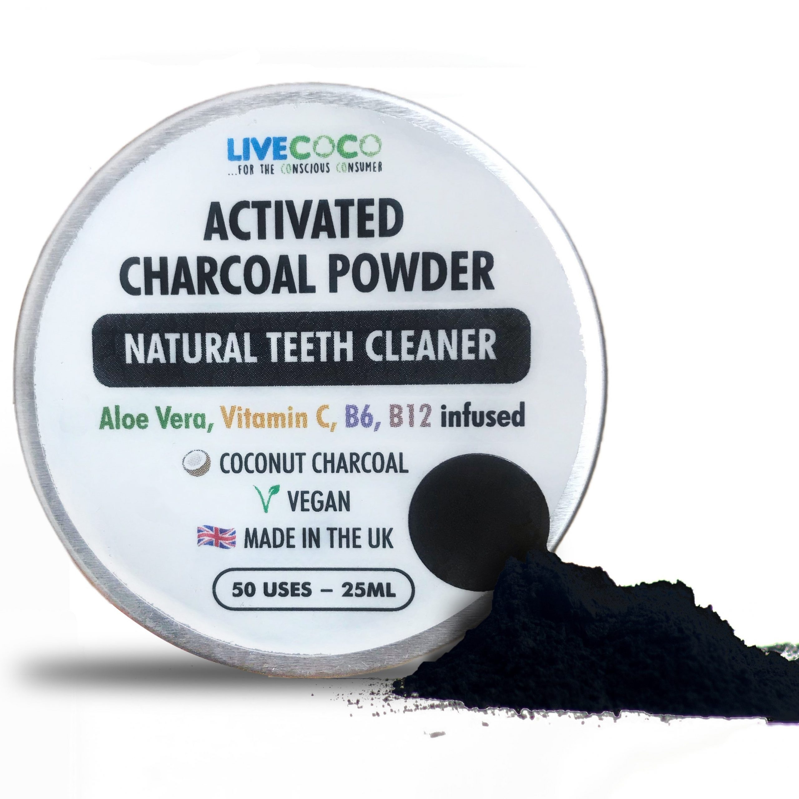 mainimagezoomedcharcoal scaled LiveCoco Aktivkohle-Zahnpulver (80g) – Natürliches Bleaching aus Kokosnuss