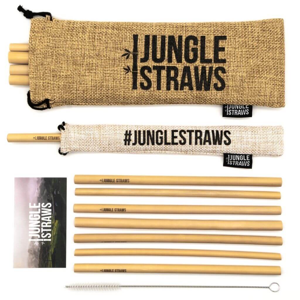 milkshake cocktail straw 1 Wiederverwendbare Bambus Strohhalme mit praktischer Tragetasche aus natürlichem Jute (12er-Set)