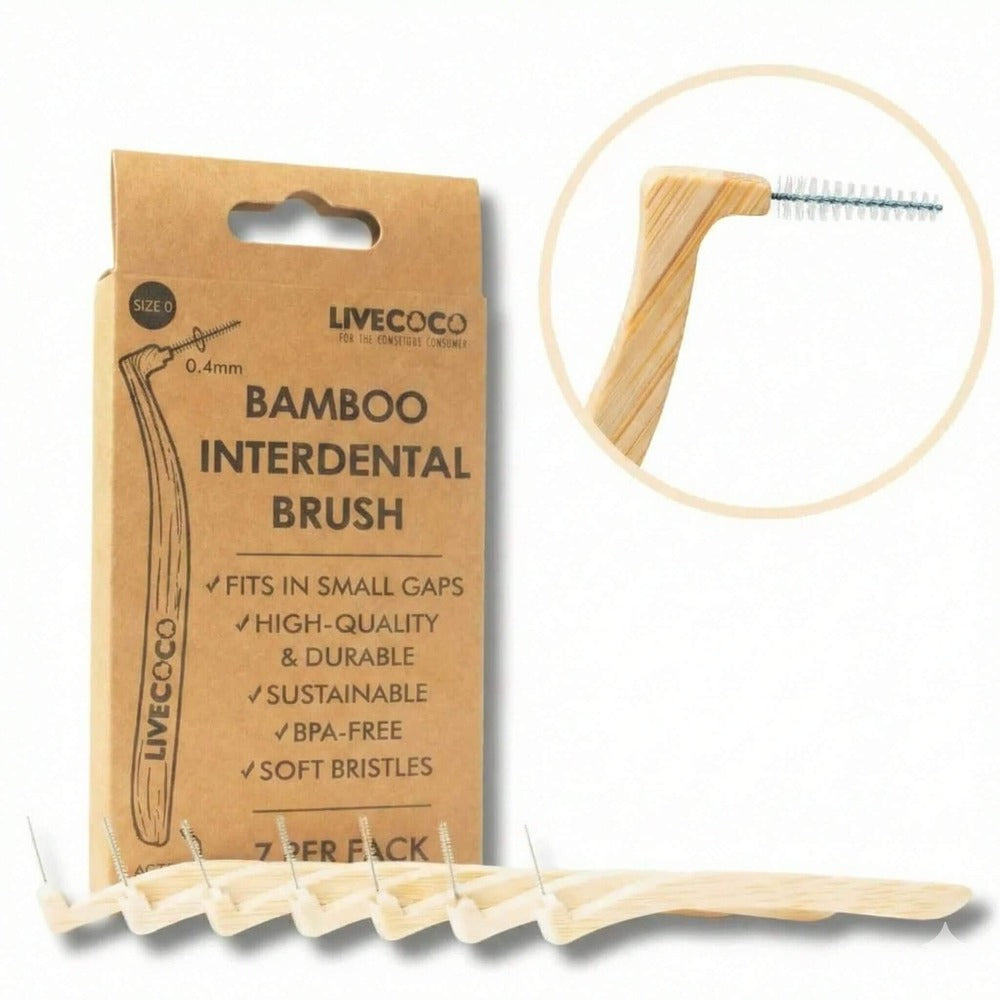 size0mainimageinterrsz Bambus Interdentalbürsten (7er Pack) L-Form für schwere Stellen