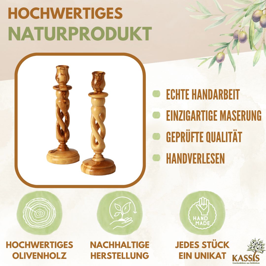 Olivenholz Kerzenständer modern 18 cm 3 Olivenholz Kerzenständer modern 18 cm – Bild 3