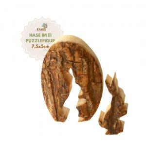 Osterdeko Osterhase im Ei mit Rinde Tischdeko aus Olivenholz