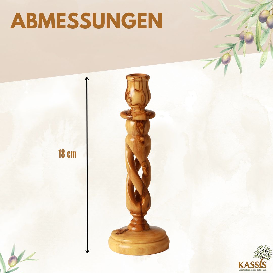 Olivenholz Kerzenständer modern 18 cm 4 Olivenholz Kerzenständer modern 18 cm – Bild 4