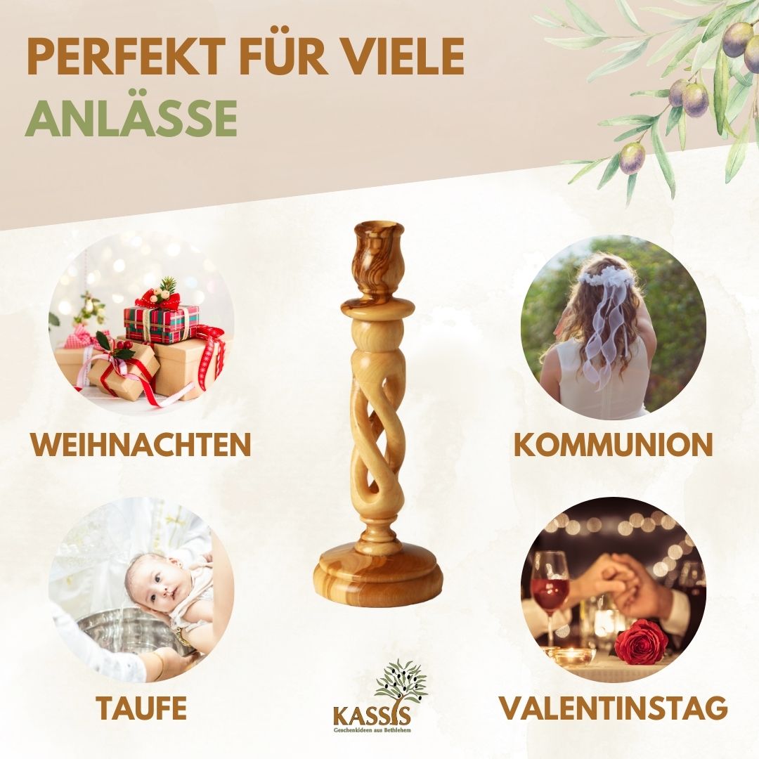 Olivenholz Kerzenständer modern 18 cm 2 Olivenholz Kerzenständer modern 18 cm – Bild 2