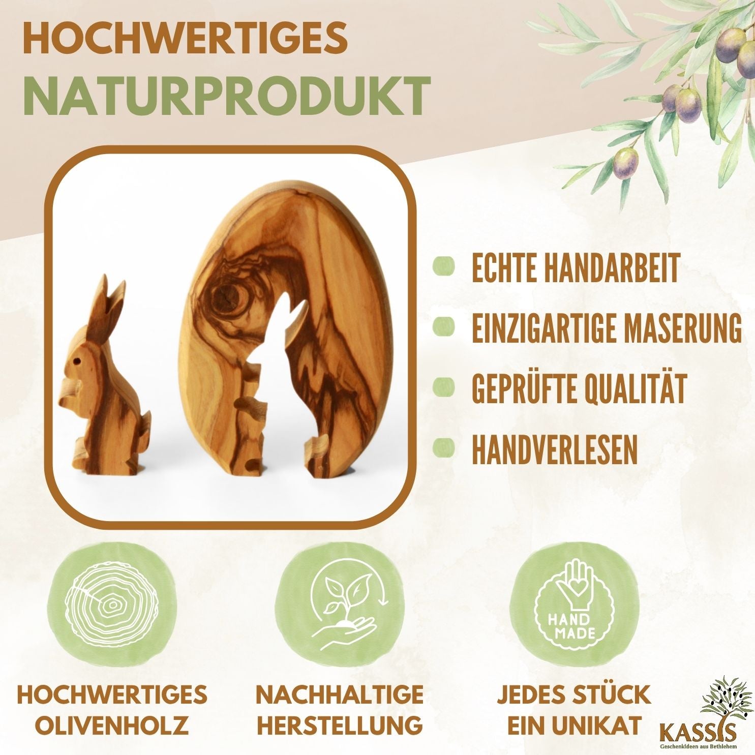 Osterdeko Osterhase im Ei Tischdeko Olivenholz 2 Osterdeko Osterhase im Ei Tischdeko Olivenholz – Bild 2