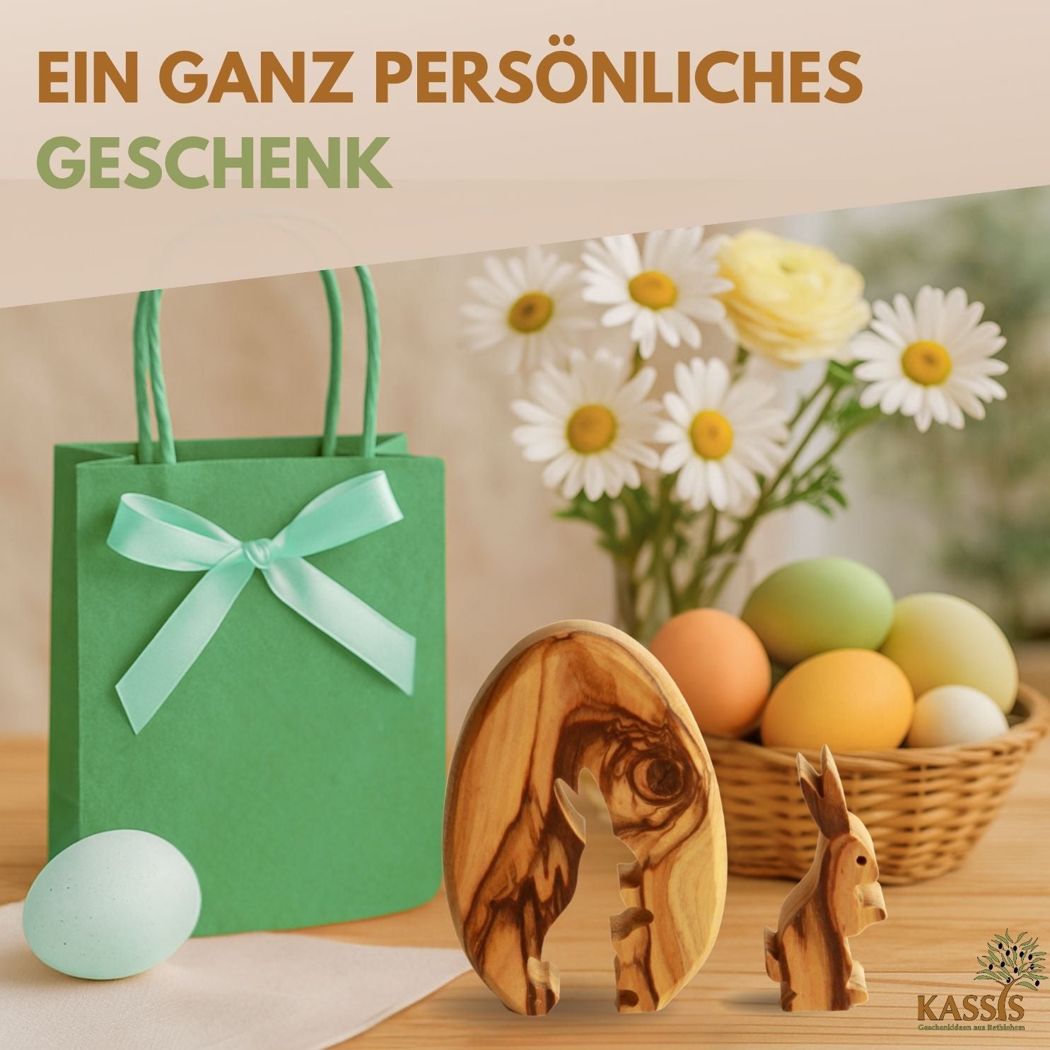 Osterdeko Osterhase im Ei Tischdeko Olivenholz 5 Osterdeko Osterhase im Ei Tischdeko Olivenholz – Bild 5