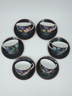 20200625 141411 res Edles Espresso-Set "Bloom Peacock" 6-teilig mit Untertassen