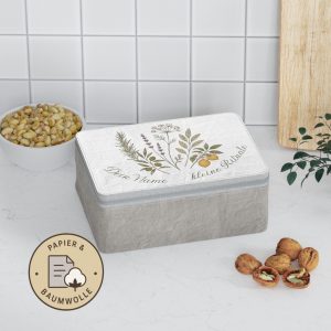 Lunch Bag mit Zitronen & Kraeutern | Wiederverwendbare Brottasche | Lunch Tasche fuer Buero