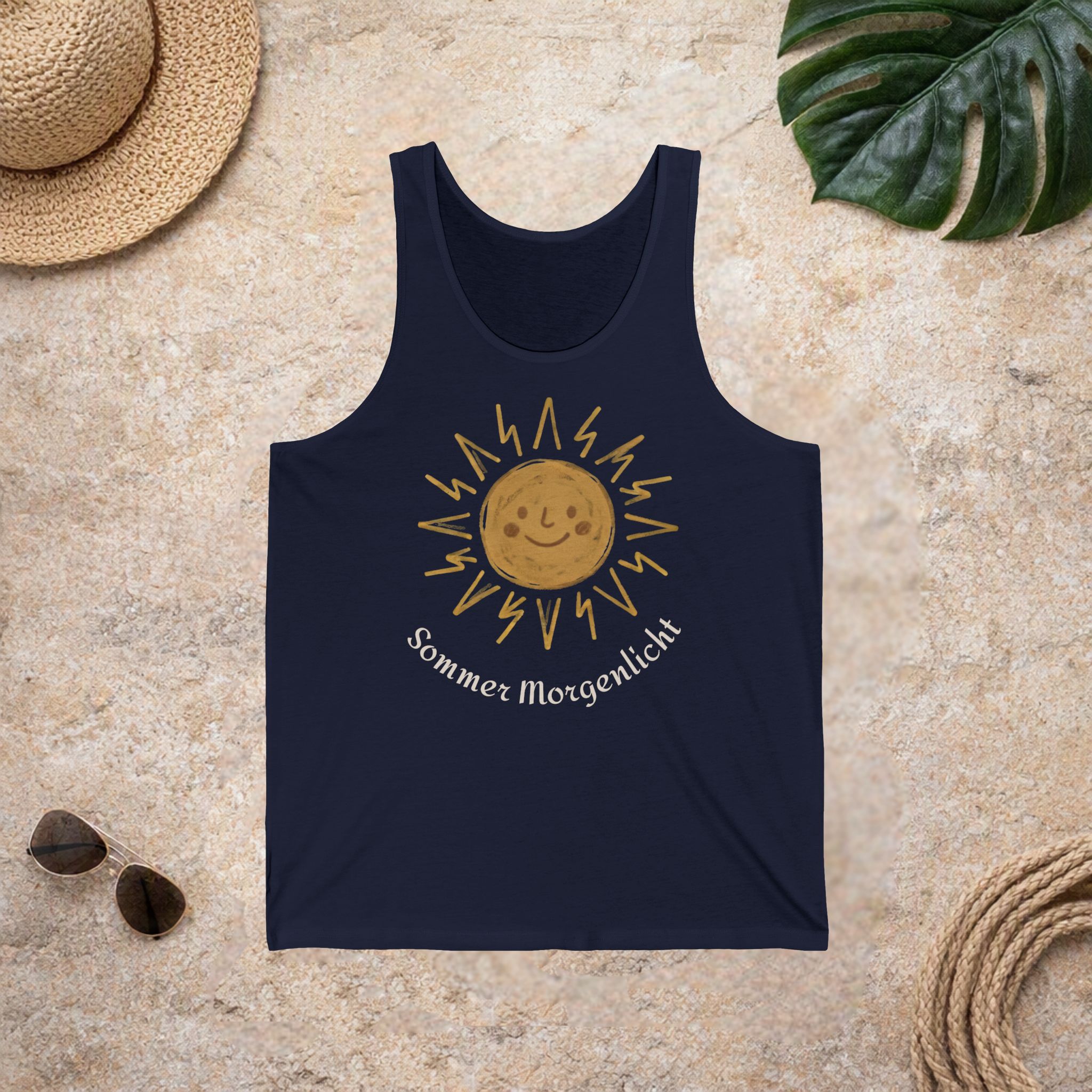 Sommer Morgenlicht Tank Top | Sonnen Motiv mit deutscher Aufschrift | Leichtes Unisex Sommer Shirt 5 Sommer Morgenlicht Tank Top | Sonnen Motiv mit deutscher Aufschrift | Leichtes Unisex Sommer Shirt – Bild 5