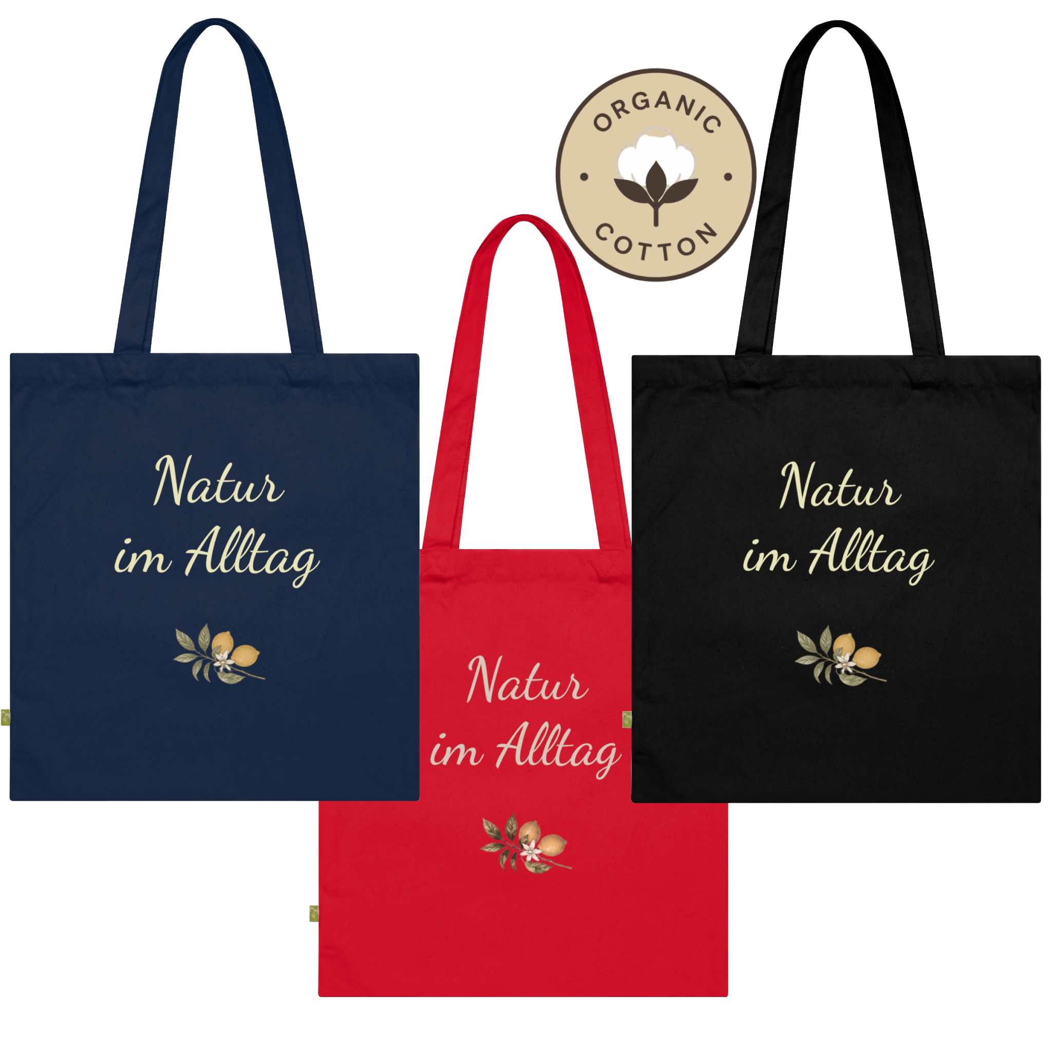 20260702014929 1f175b84 361d 64e2 974d 7e83da7081ff Bio Baumwoll Shopper "Natur im Alltag" Premium | Stofftasche mit Kraeutern & Zitrone | Nachhaltige Tragetasche