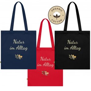 Bio Baumwoll Shopper "Natur im Alltag" Classic | Stofftasche mit Kraeutern & Zitrone | Nachhaltige Tragetasche