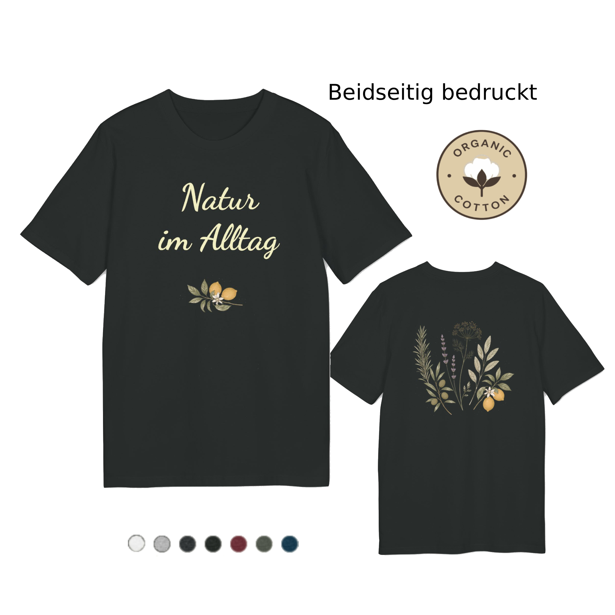 Bio T-Shirt PREMIUM Natur im Alltag | Botanisches Kräuter Motiv mit Zitronen | Unisex Shirt aus Bio-Baumwolle 7 Bio T-Shirt PREMIUM Natur im Alltag | Botanisches Kräuter Motiv mit Zitronen | Unisex Shirt aus Bio-Baumwolle – Bild 7