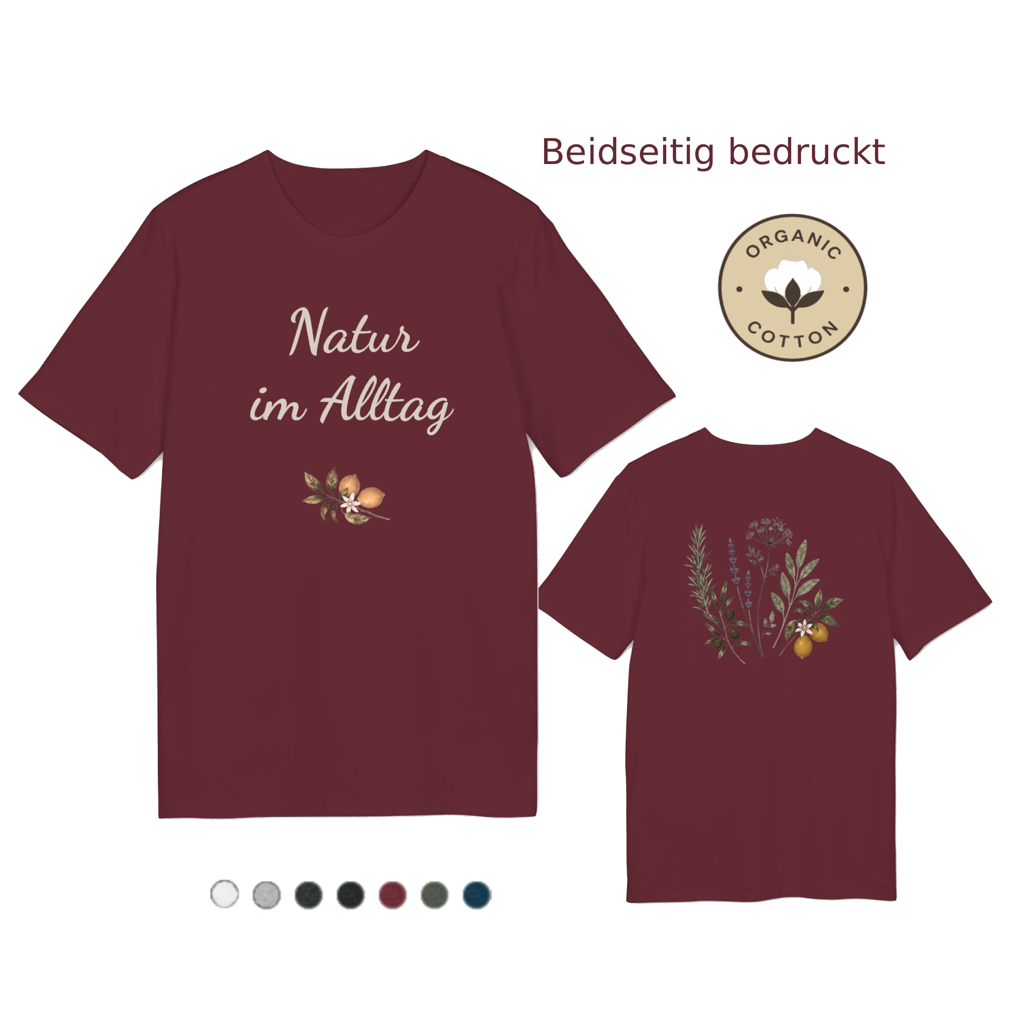 Bio T-Shirt PREMIUM Natur im Alltag | Botanisches Kräuter Motiv mit Zitronen | Unisex Shirt aus Bio-Baumwolle 13 Bio T-Shirt PREMIUM Natur im Alltag | Botanisches Kräuter Motiv mit Zitronen | Unisex Shirt aus Bio-Baumwolle – Bild 13