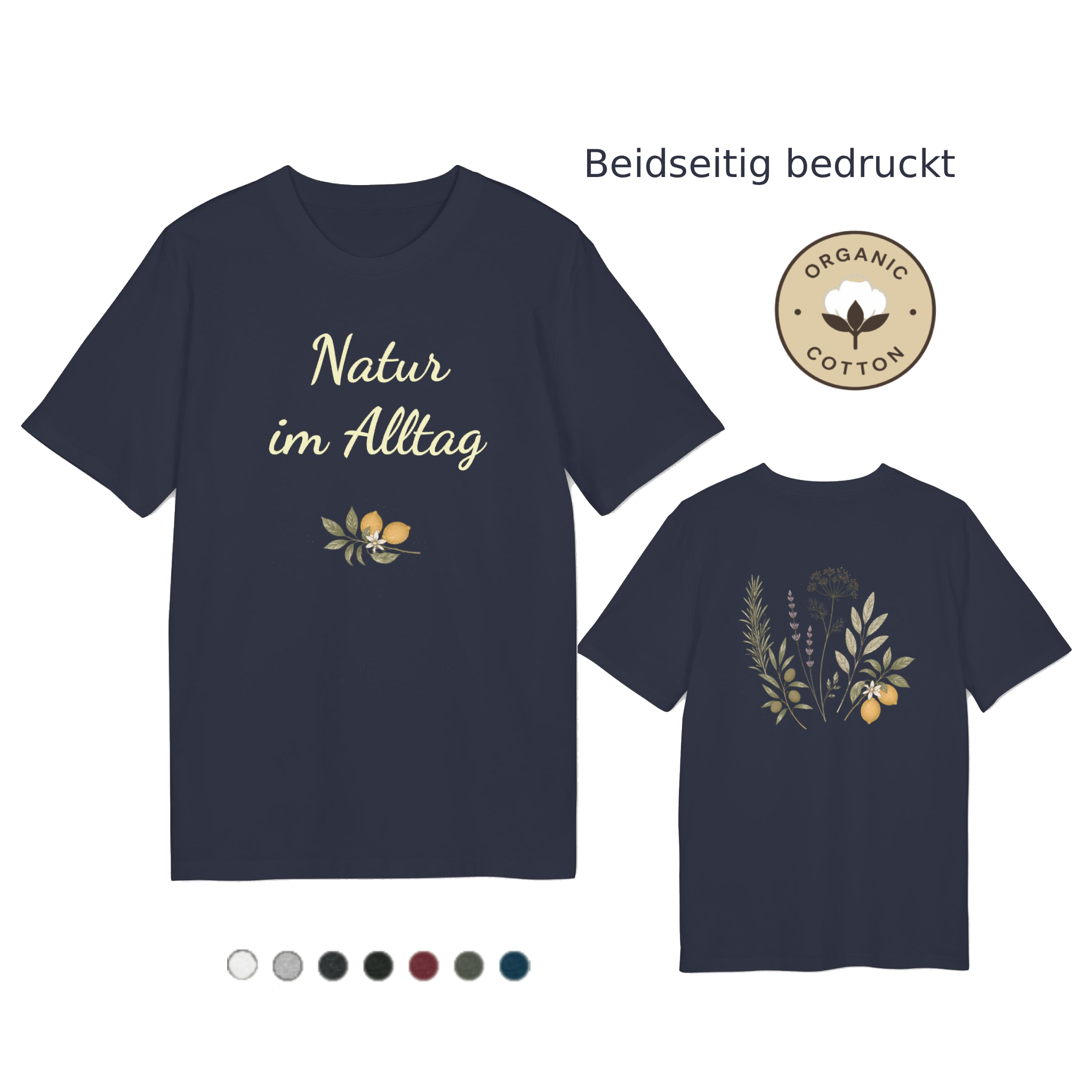 Bio T-Shirt PREMIUM Natur im Alltag | Botanisches Kräuter Motiv mit Zitronen | Unisex Shirt aus Bio-Baumwolle 11 Bio T-Shirt PREMIUM Natur im Alltag | Botanisches Kräuter Motiv mit Zitronen | Unisex Shirt aus Bio-Baumwolle – Bild 11