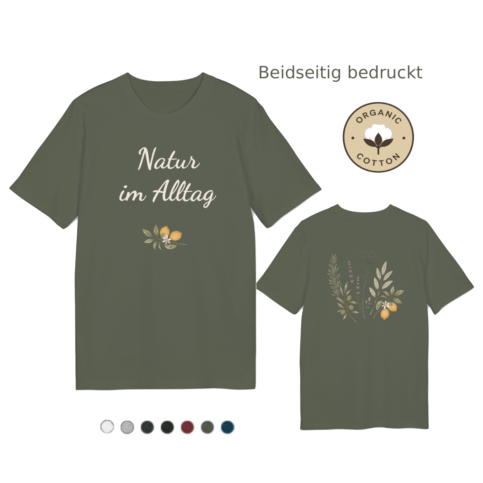 Bio T-Shirt PREMIUM Natur im Alltag | Botanisches Kräuter Motiv mit Zitronen | Unisex Shirt aus Bio-Baumwolle 5 Bio T-Shirt PREMIUM Natur im Alltag | Botanisches Kräuter Motiv mit Zitronen | Unisex Shirt aus Bio-Baumwolle – Bild 5