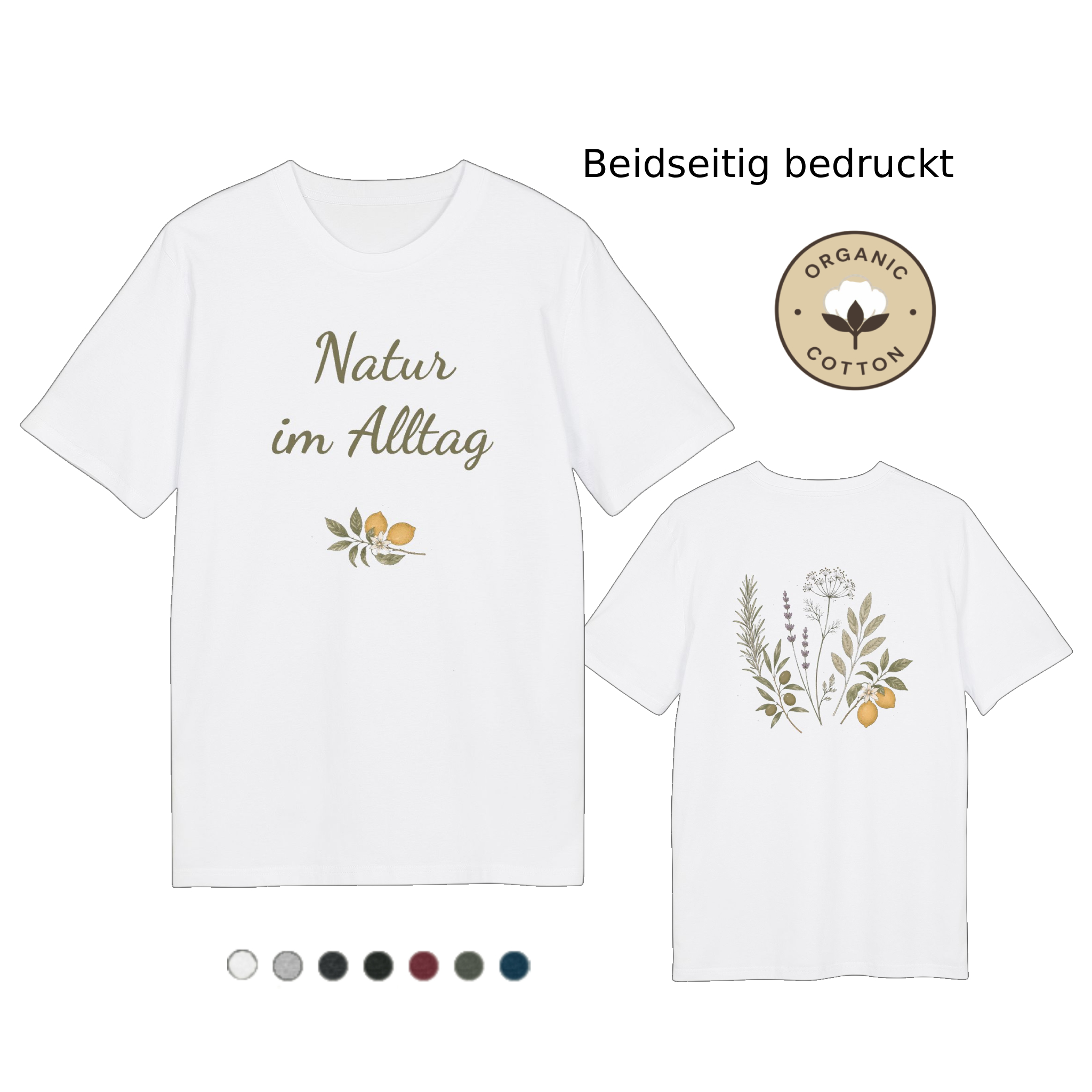 Bio T-Shirt PREMIUM Natur im Alltag | Botanisches Kräuter Motiv mit Zitronen | Unisex Shirt aus Bio-Baumwolle 2 Bio T-Shirt PREMIUM Natur im Alltag | Botanisches Kräuter Motiv mit Zitronen | Unisex Shirt aus Bio-Baumwolle – Bild 2