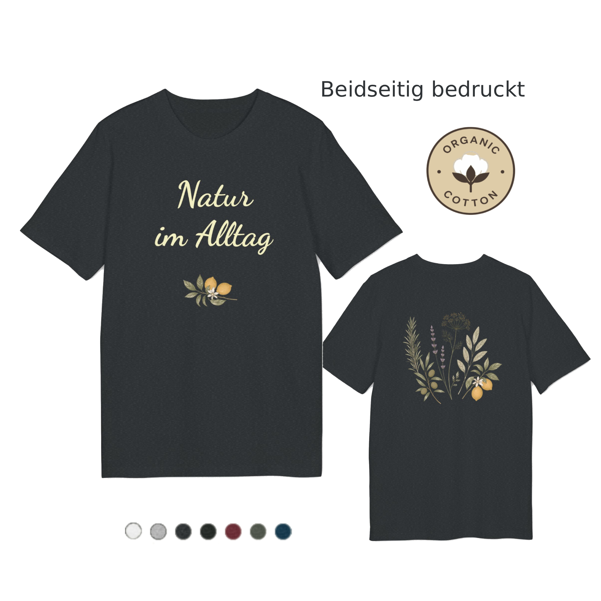 Bio T-Shirt PREMIUM Natur im Alltag | Botanisches Kräuter Motiv mit Zitronen | Unisex Shirt aus Bio-Baumwolle 9 Bio T-Shirt PREMIUM Natur im Alltag | Botanisches Kräuter Motiv mit Zitronen | Unisex Shirt aus Bio-Baumwolle – Bild 9