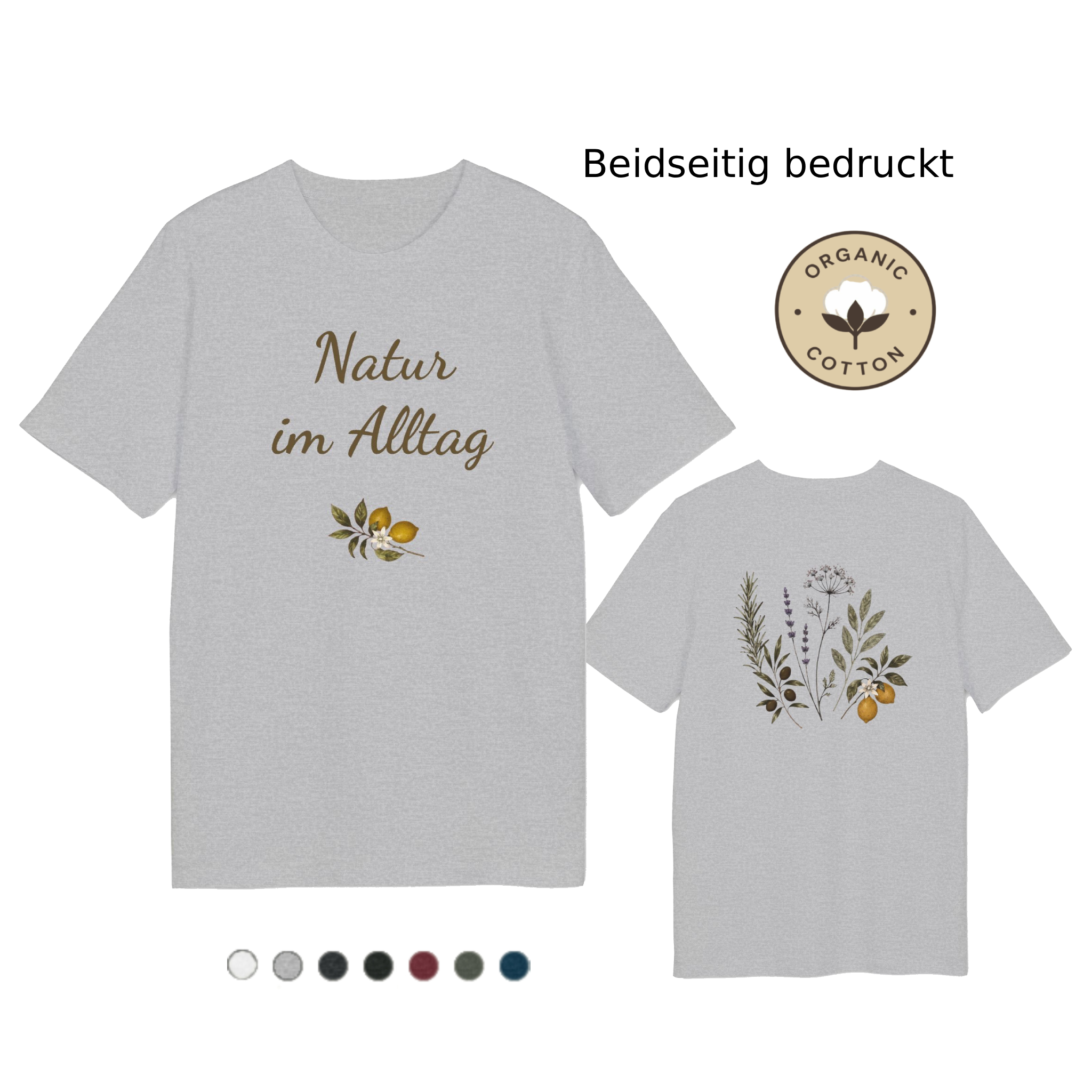 Bio T-Shirt PREMIUM Natur im Alltag | Botanisches Kräuter Motiv mit Zitronen | Unisex Shirt aus Bio-Baumwolle 3 Bio T-Shirt PREMIUM Natur im Alltag | Botanisches Kräuter Motiv mit Zitronen | Unisex Shirt aus Bio-Baumwolle – Bild 3
