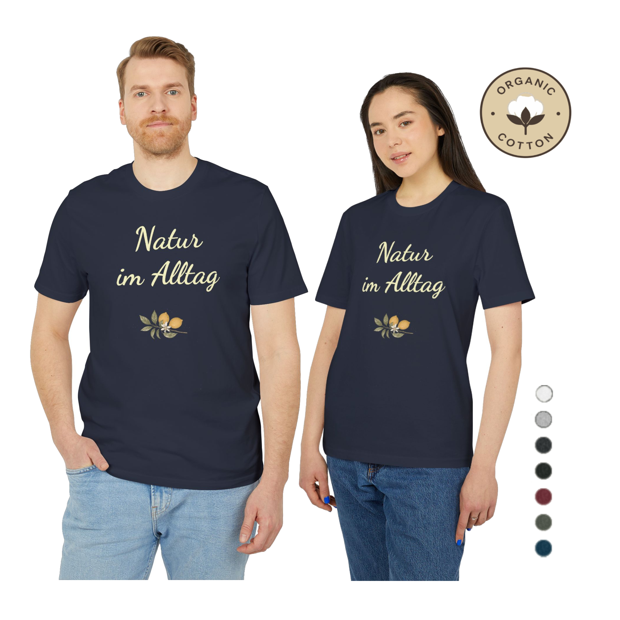 20260712003328 1f17d894 d627 6a86 a5d0 6a0d79f15e23 Bio T-Shirt Natur im Alltag | Botanisches Kräuter Motiv mit Zitronen | Unisex Shirt Classic aus Bio-Baumwolle