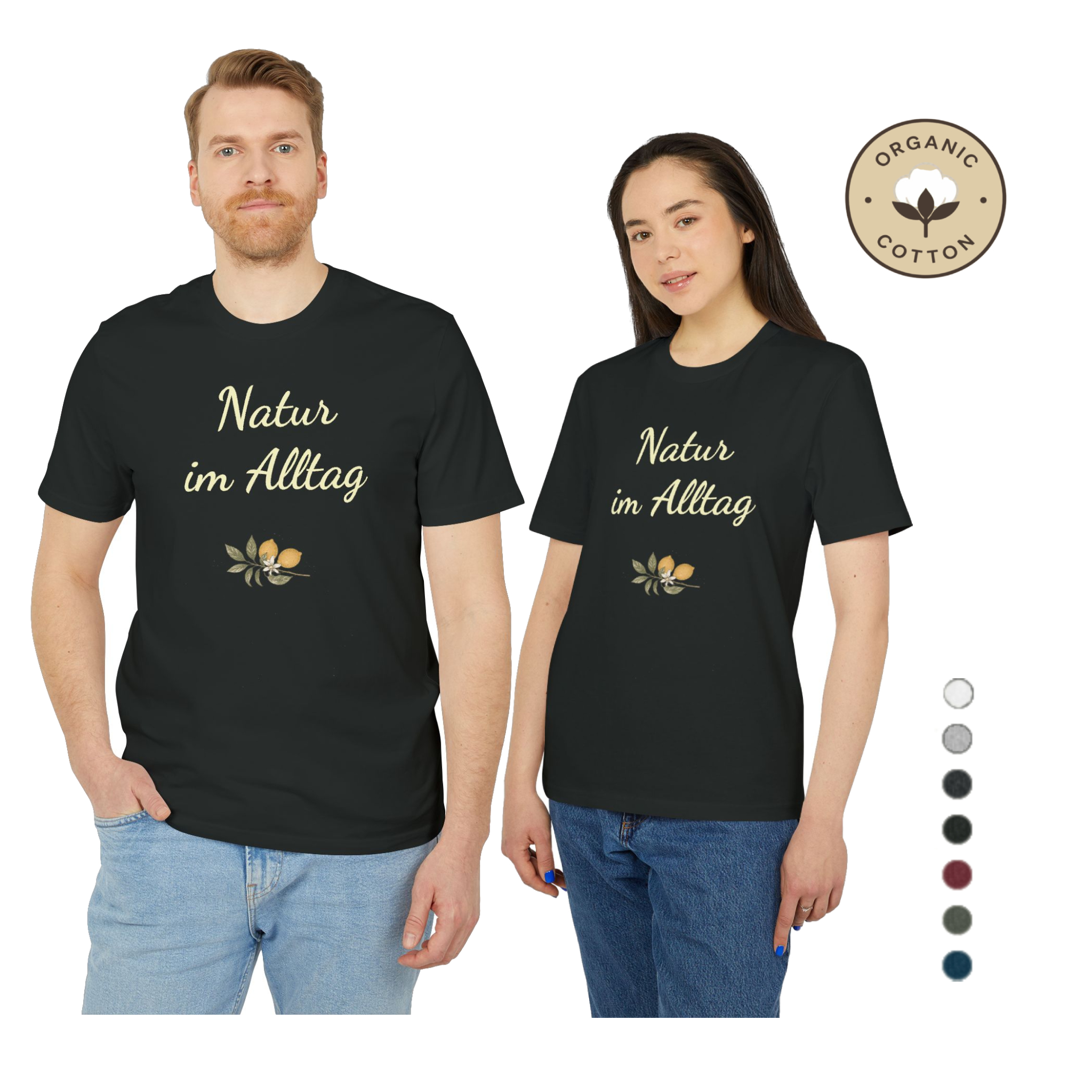 20260712003328 1f17d894 d63f 6686 ac93 ba2b1b33cdb6 Bio T-Shirt PREMIUM Natur im Alltag | Botanisches Kräuter Motiv mit Zitronen | Unisex Shirt aus Bio-Baumwolle