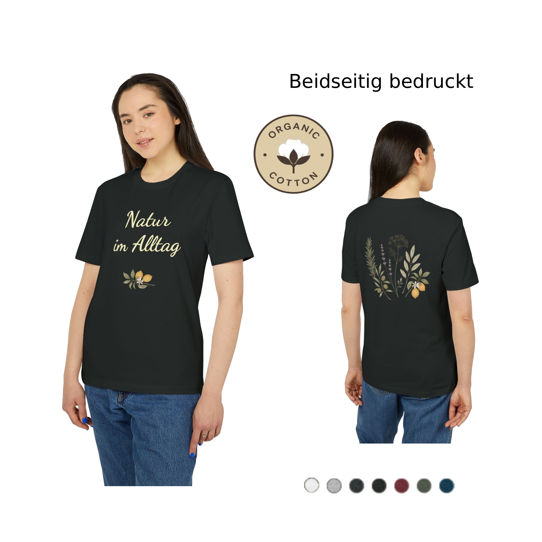 Bio T-Shirt PREMIUM Natur im Alltag | Botanisches Kräuter Motiv mit Zitronen | Unisex Shirt aus Bio-Baumwolle 16 Bio T-Shirt PREMIUM Natur im Alltag | Botanisches Kräuter Motiv mit Zitronen | Unisex Shirt aus Bio-Baumwolle – Bild 16