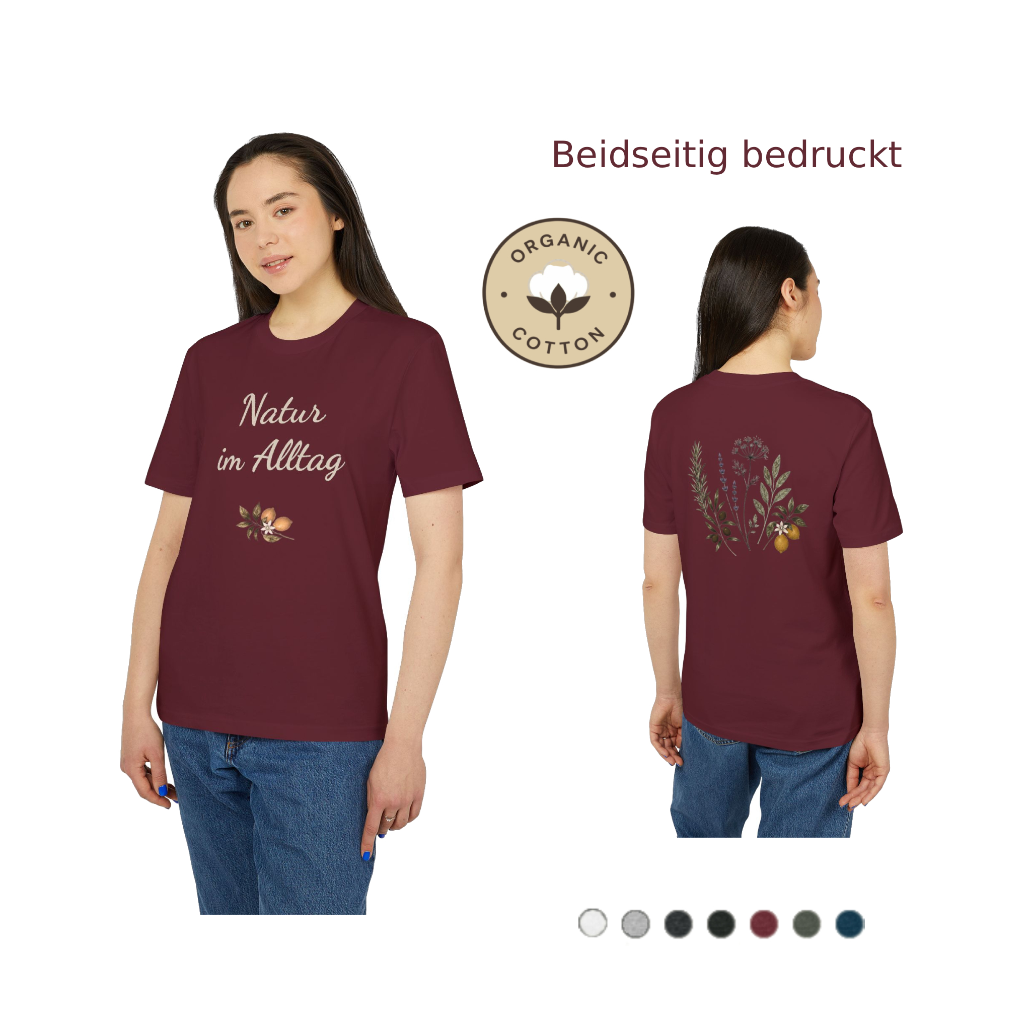 Bio T-Shirt PREMIUM Natur im Alltag | Botanisches Kräuter Motiv mit Zitronen | Unisex Shirt aus Bio-Baumwolle 17 Bio T-Shirt PREMIUM Natur im Alltag | Botanisches Kräuter Motiv mit Zitronen | Unisex Shirt aus Bio-Baumwolle – Bild 17