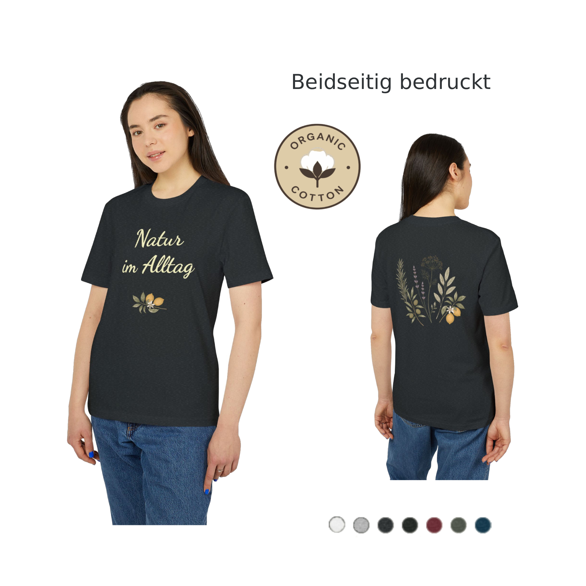Bio T-Shirt PREMIUM Natur im Alltag | Botanisches Kräuter Motiv mit Zitronen | Unisex Shirt aus Bio-Baumwolle 18 Bio T-Shirt PREMIUM Natur im Alltag | Botanisches Kräuter Motiv mit Zitronen | Unisex Shirt aus Bio-Baumwolle – Bild 18