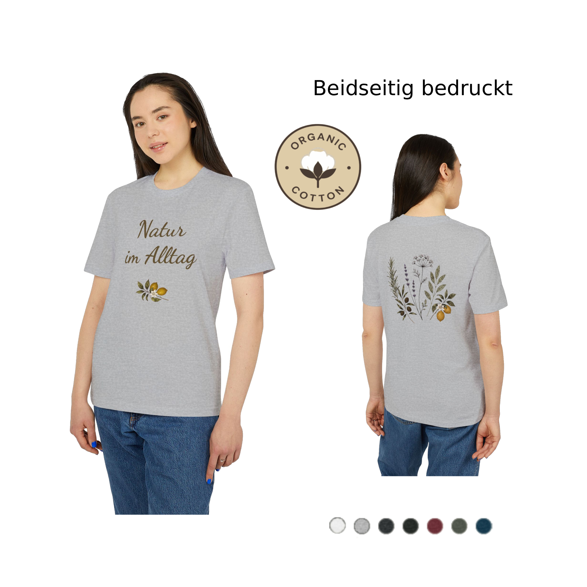 Bio T-Shirt PREMIUM Natur im Alltag | Botanisches Kräuter Motiv mit Zitronen | Unisex Shirt aus Bio-Baumwolle 19 Bio T-Shirt PREMIUM Natur im Alltag | Botanisches Kräuter Motiv mit Zitronen | Unisex Shirt aus Bio-Baumwolle – Bild 19