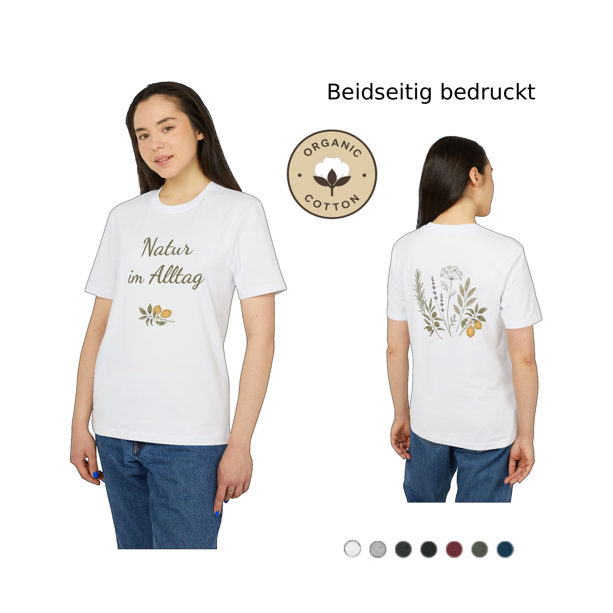 Bio T-Shirt PREMIUM Natur im Alltag | Botanisches Kräuter Motiv mit Zitronen | Unisex Shirt aus Bio-Baumwolle 22 Bio T-Shirt PREMIUM Natur im Alltag | Botanisches Kräuter Motiv mit Zitronen | Unisex Shirt aus Bio-Baumwolle – Bild 22