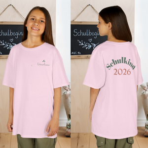 Premium Schulkind 2026 Mädchen T-Shirt | Vorder- & Rückendruck mit Wunschname