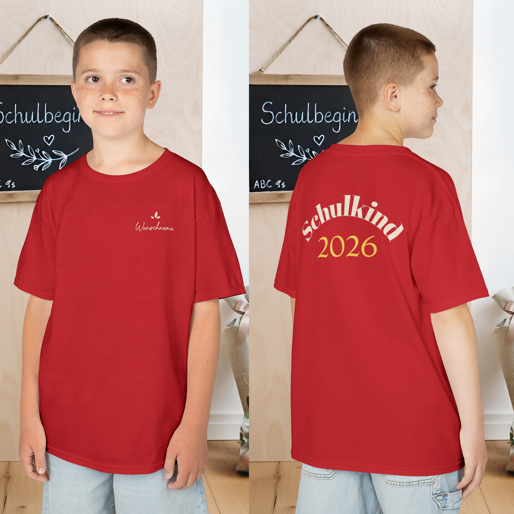 Premium Schulkind 2026 Jungen T-Shirt | Vorder- & Rückendruck mit Wunschname 5 Premium Schulkind 2026 Jungen T-Shirt | Vorder- & Rückendruck mit Wunschname – Bild 5