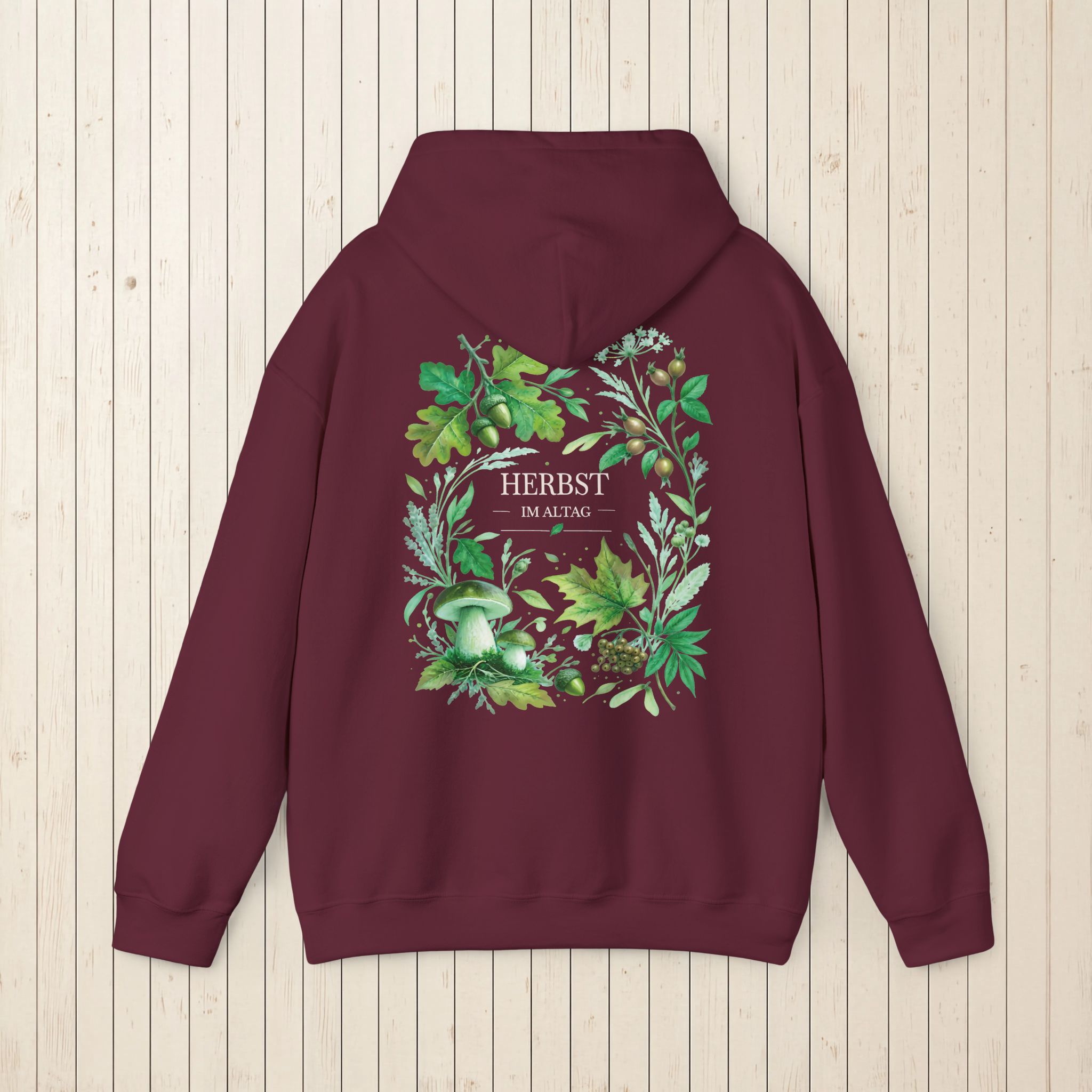 Herbst Hoodie Premium Unisex | Botanischer Herbstprint mit Blättern & Pilzen | Dunkler Streetwear Look | Personalisierbar 15 Herbst Hoodie Premium Unisex | Botanischer Herbstprint mit Blättern & Pilzen | Dunkler Streetwear Look | Personalisierbar – Bild 15