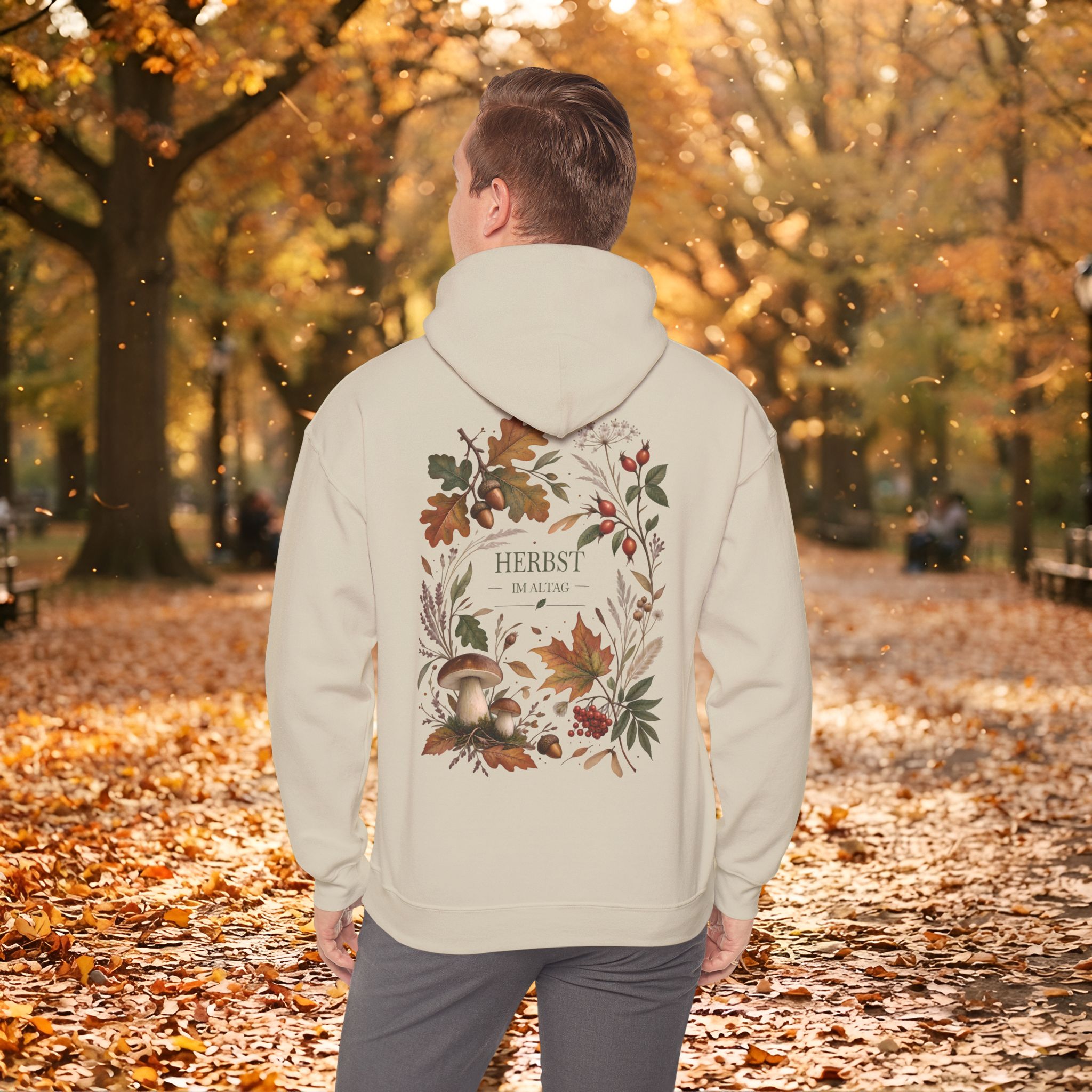 16421587051242463548 4096 custom Herbst Hoodie Unisex | Herbstlaub, Pilze & Eicheln | Botanischer Herbstkranz | Kuscheliger Pullover