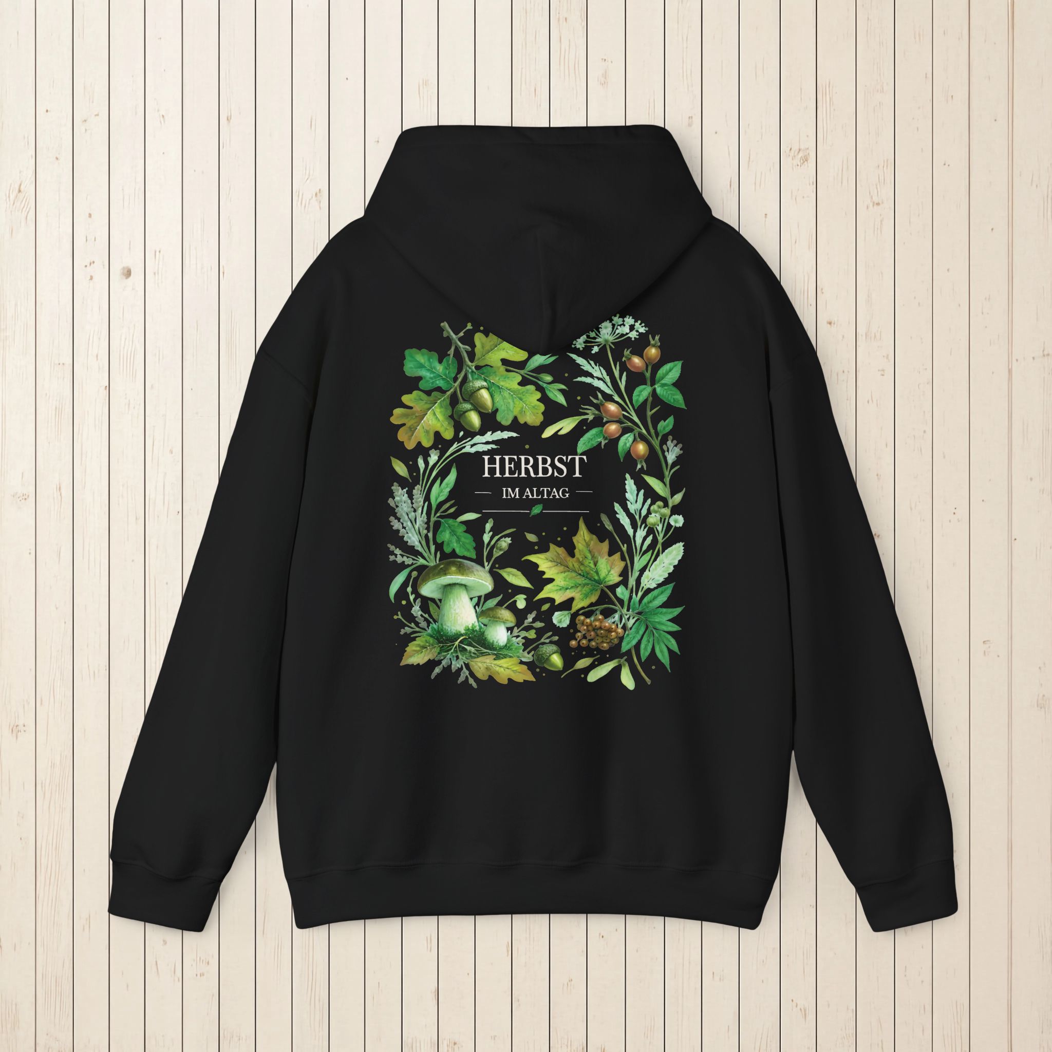 Herbst Hoodie Premium Unisex | Botanischer Herbstprint mit Blättern & Pilzen | Dunkler Streetwear Look | Personalisierbar 7 Herbst Hoodie Premium Unisex | Botanischer Herbstprint mit Blättern & Pilzen | Dunkler Streetwear Look | Personalisierbar – Bild 7