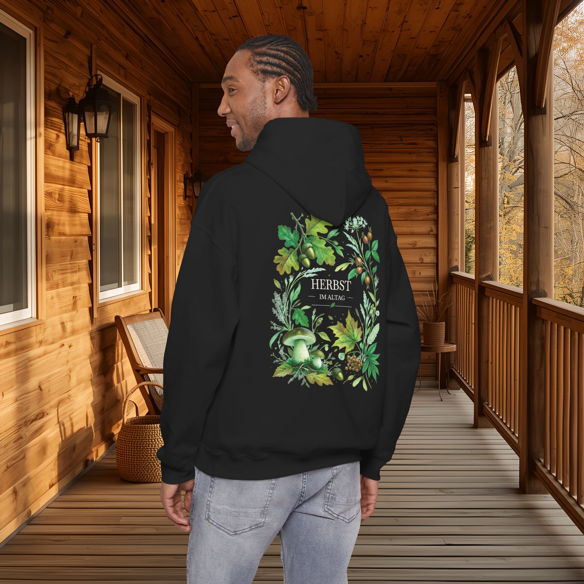 Herbst Hoodie Premium Unisex | Botanischer Herbstprint mit Blättern & Pilzen | Dunkler Streetwear Look | Personalisierbar 13 Herbst Hoodie Premium Unisex | Botanischer Herbstprint mit Blättern & Pilzen | Dunkler Streetwear Look | Personalisierbar – Bild 13